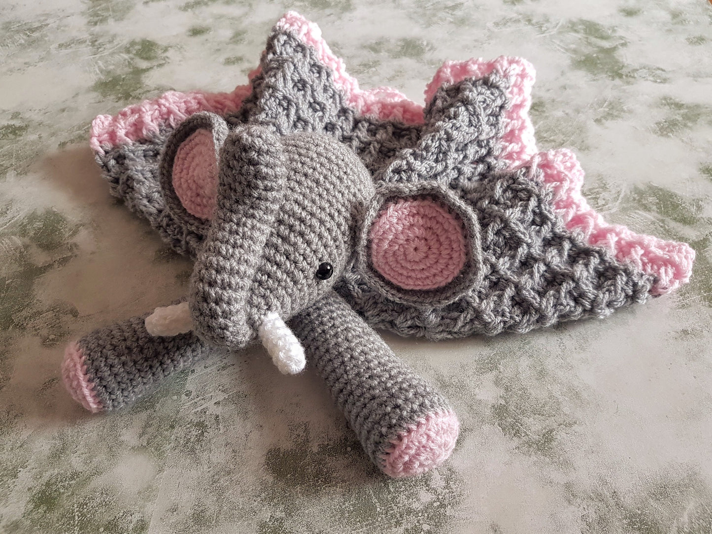 Elephant Baby Blanket & Lovey Baby Shower Set Crochet Patterns Multipurpose Baby Blanket Toy Play Mat Cot Blanket Baby Security Blanket Gift