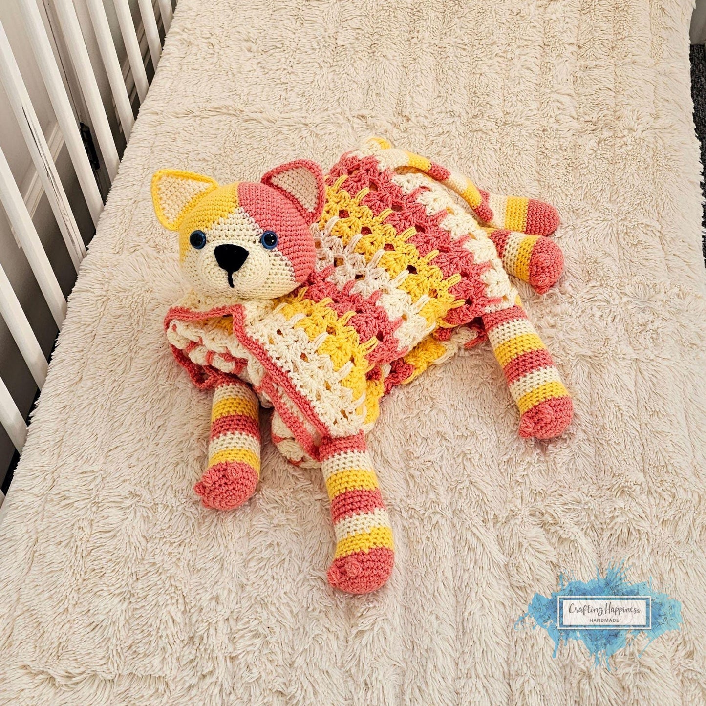 3in1 Calico Cat Folding Baby Blanket Crochet Pattern | Amigurumi Cat Unisex Baby Blanket | Stroller Blanket Cat Toy Throw | Baby Shower Gift