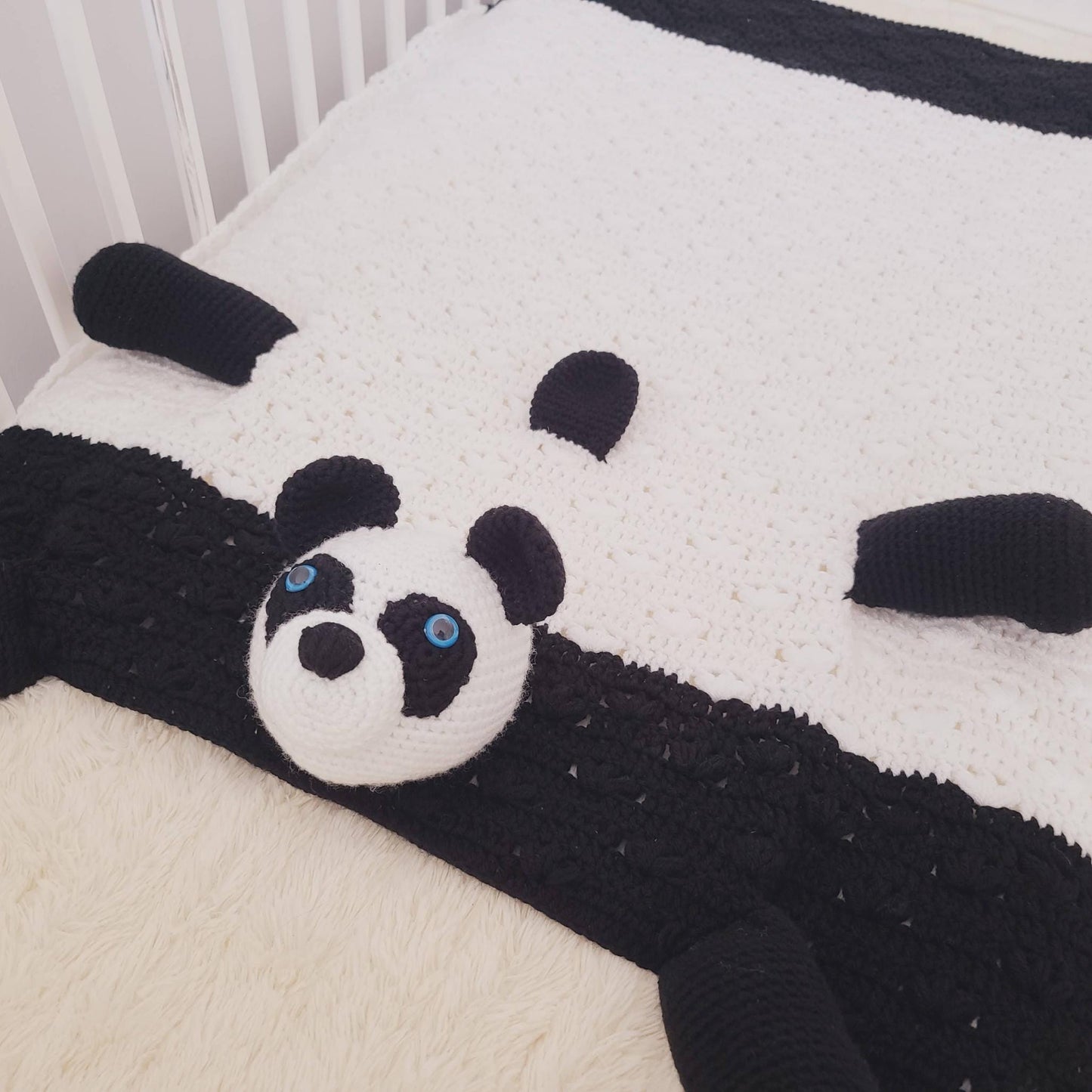 3in1 Jungle Panda Folding Baby Blanket Crochet Pattern | Amigurumi Panda Blanket | Pram Crochet Blanket Toy Lovey Baby Shower Gift Birthday