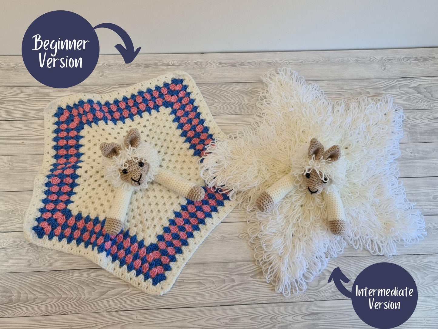 Lola & Luis Llama Lovey Blanket Crochet Patterns | Security Blanket Baby Shower Gift Alpaca Baby Lovey Cuddle Play Toy Amigurumi Baby Llama
