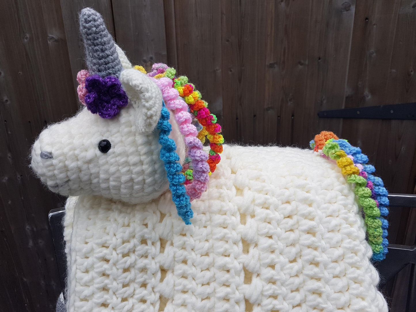 3 in 1 Rainbow Unicorn Baby Blanket Toy Lovey Security Blanket Crochet Pattern Folding Blanket