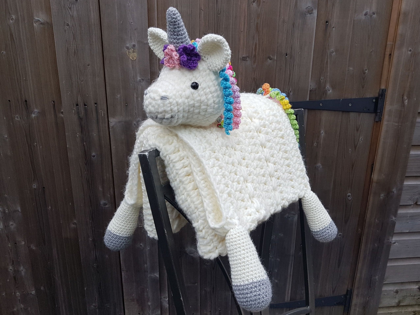 3 in 1 Rainbow Unicorn Baby Blanket Toy Lovey Security Blanket Crochet Pattern Folding Blanket