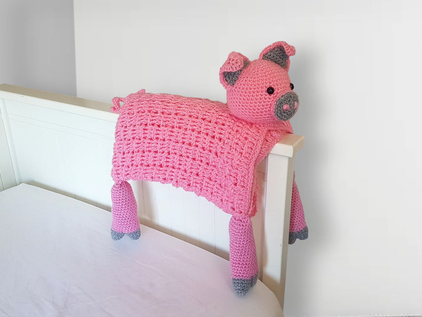 Pig Baby Blanket Crochet Pattern | Stroller Blanket | Baby Shower Gift For Boys & Girls | Pram Blanket | Cot Blanket | Piggy Blanket Toy