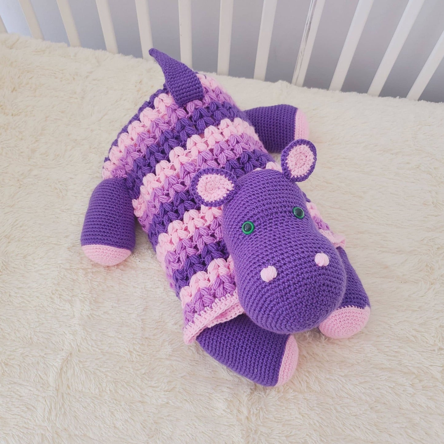 3in1 Safari Hippo Folding Baby Blanket Crochet Pattern | Amigurumi Hippo Blanket | Pram Crochet Blanket Toy Lovey Baby Shower Gift Birthday