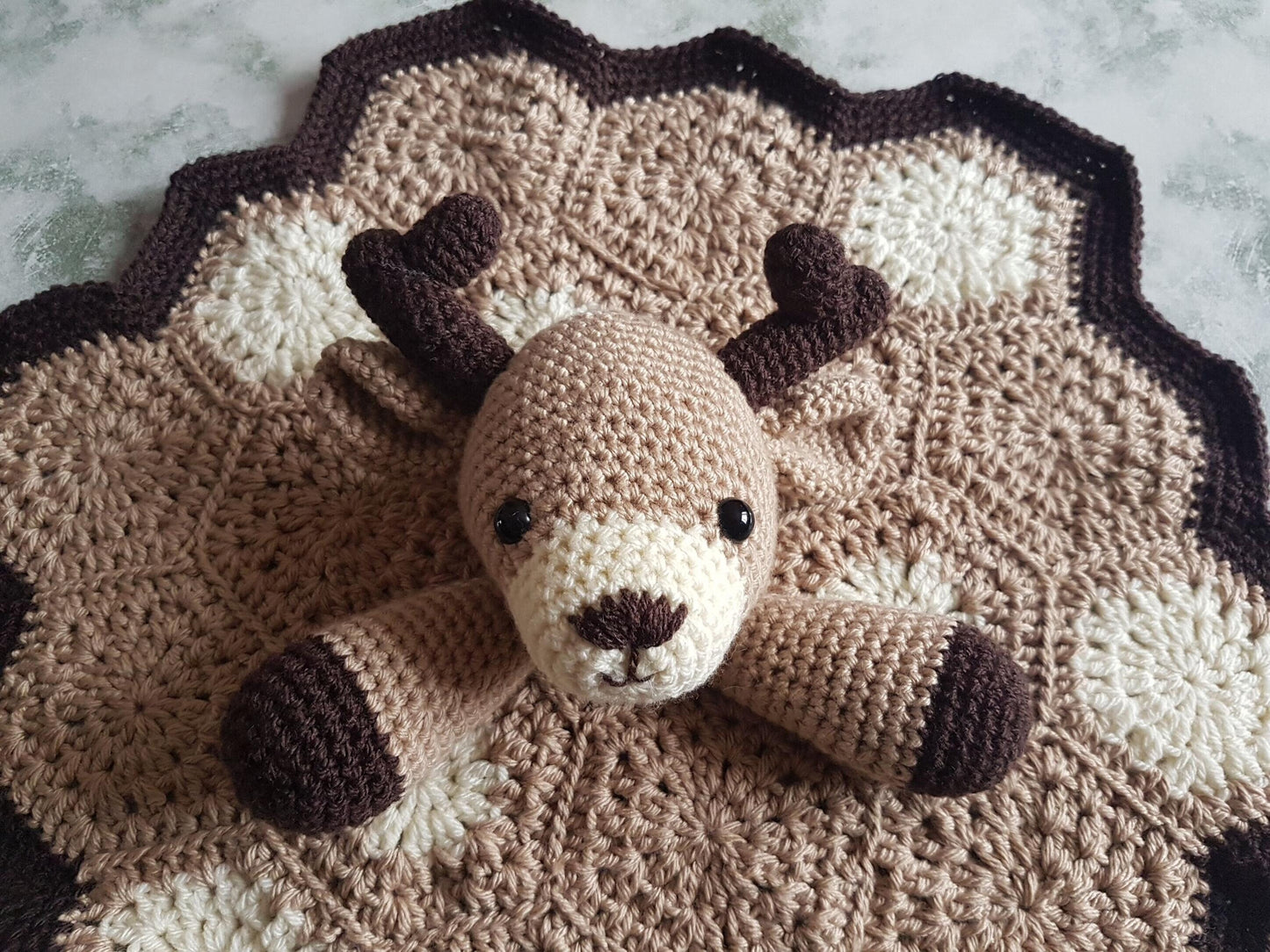 Baby Deer Lovey Security Blanket Crochet Pattern | Amigurumi Woodland Animal Deer Comforter, Baby Shower Gift, Animal Lovey, Crochet Blanket