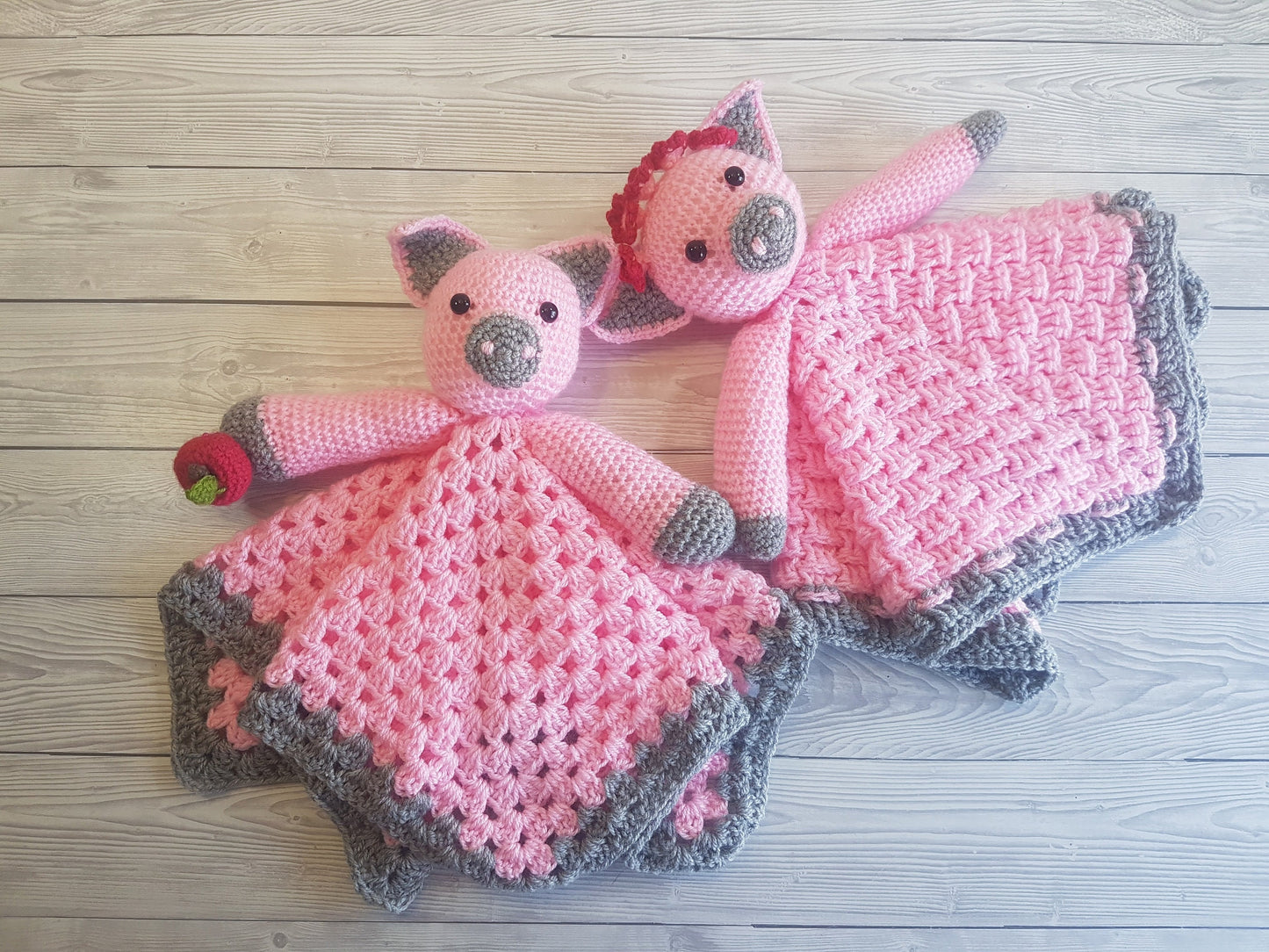 Farm Pig Baby Blanket & Piggy Lovey Baby Shower Set CROCHET PATTERN Multipurpose Blanket Toy Play Mat Baby Security Blanket Stroller Cot Bla