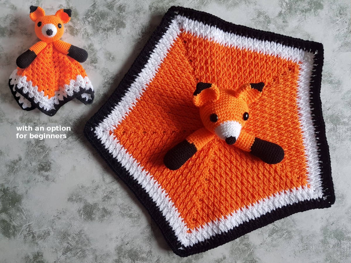 Foxy Fox Lovey Security Blanket Crochet Pattern With A Second Option For Beginners - Woodland Animal Fox Comforter - Baby Shower Gift