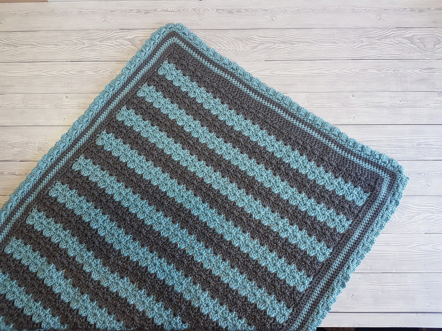 Stripes & Ruffles Baby Blanket Lapghan Crochet Pattern | Blue Blanket Baby Shower Gift Stripes Blanket Baby Gift Christmas Birthday Gift Boy