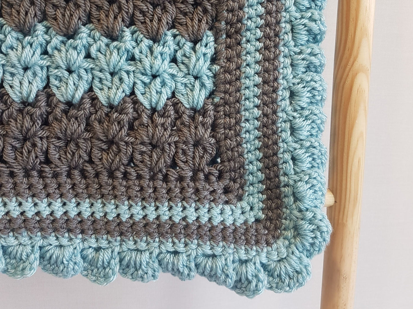 Stripes & Ruffles Baby Blanket Lapghan Crochet Pattern | Blue Blanket Baby Shower Gift Stripes Blanket Baby Gift Christmas Birthday Gift Boy