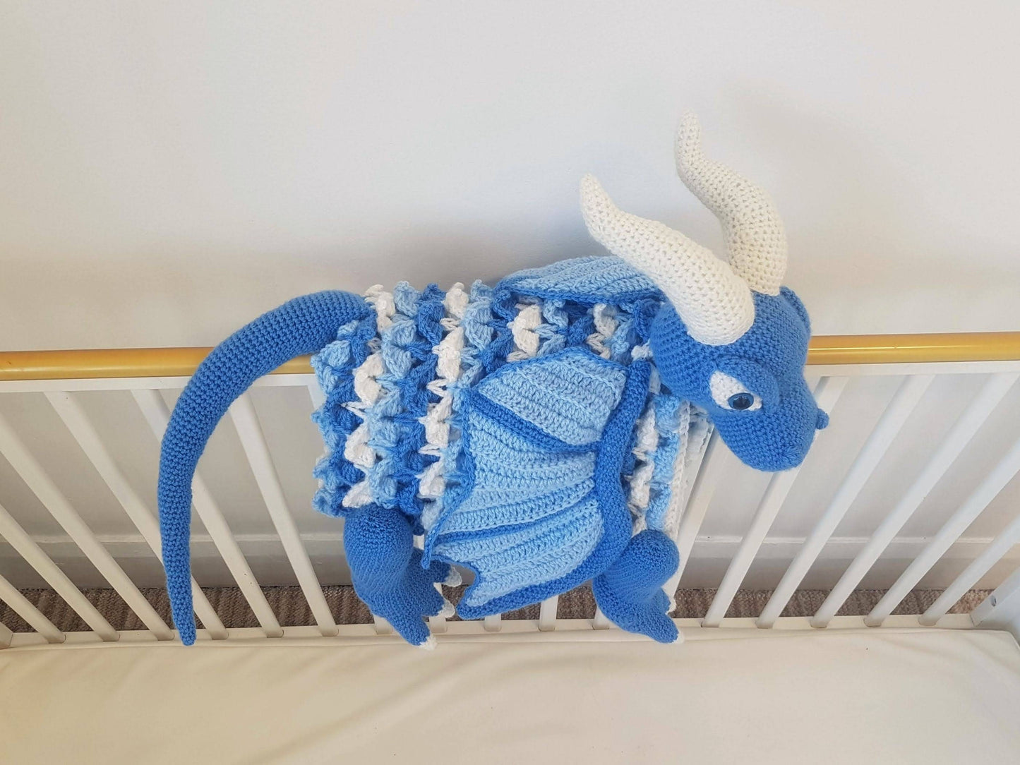 3in1 Ice Dragon Baby Blanket Crochet Pattern | Dragon Blanket Stroller Pram Toy Security Blanket Lovey Baby Shower Gift Boy Amigurumi Dragon