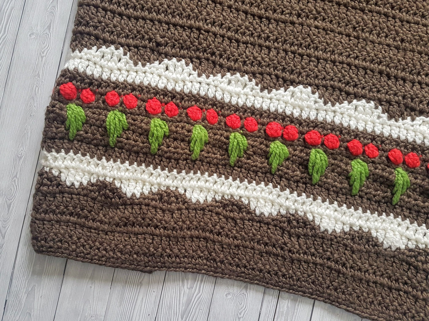 2in1 Hooded Christmas Blanket Christmas Crochet Pattern Pudding Holly Border Adult & Child Wearable Blanket Christmas Birthday Gift Afghan