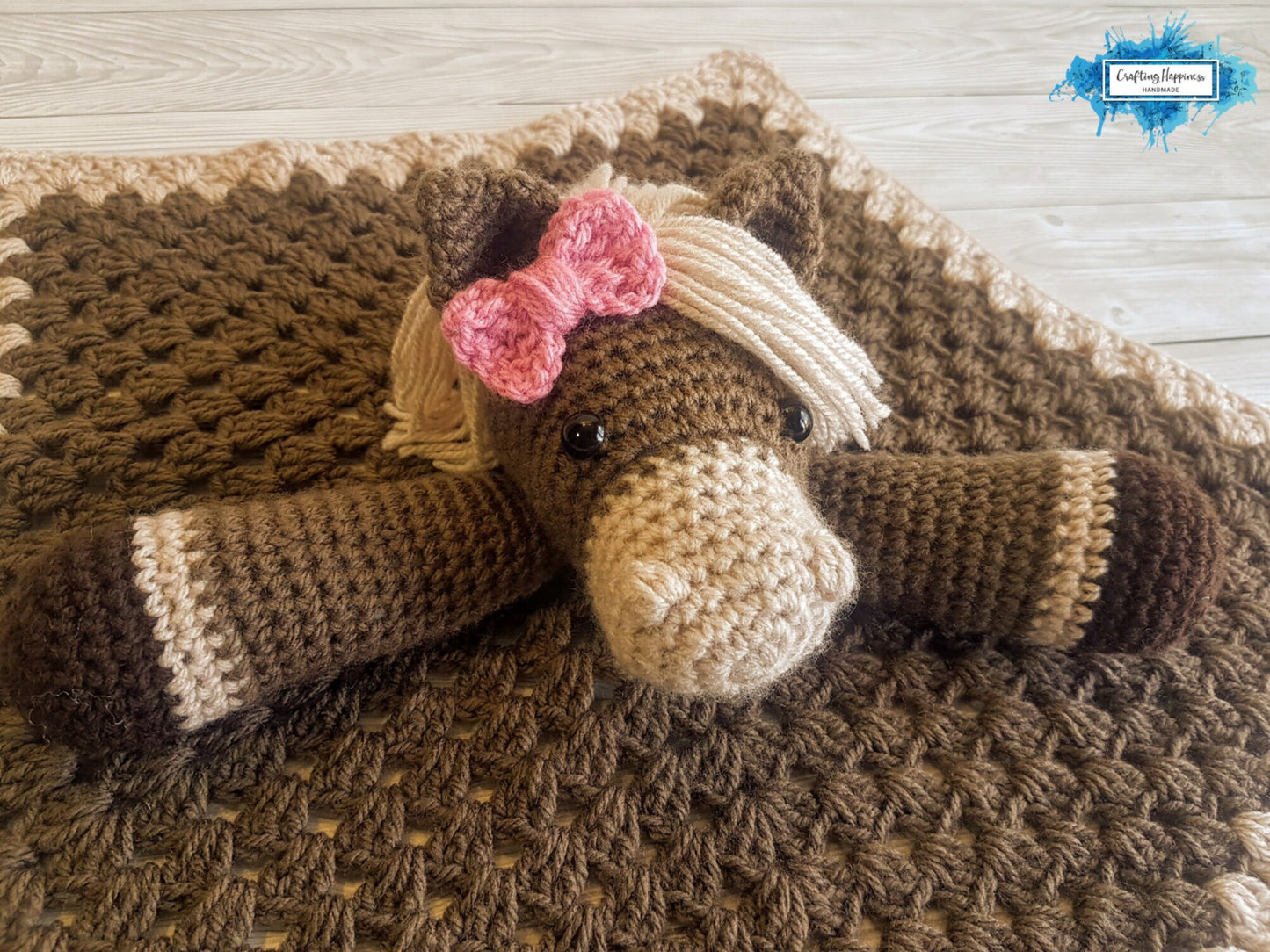 Harry & Harriet Horse Lovey Blanket Crochet Patterns | Comforter Security Blanket Baby Shower Gift | Farm Animals Baby Lovey Cuddle Play Toy