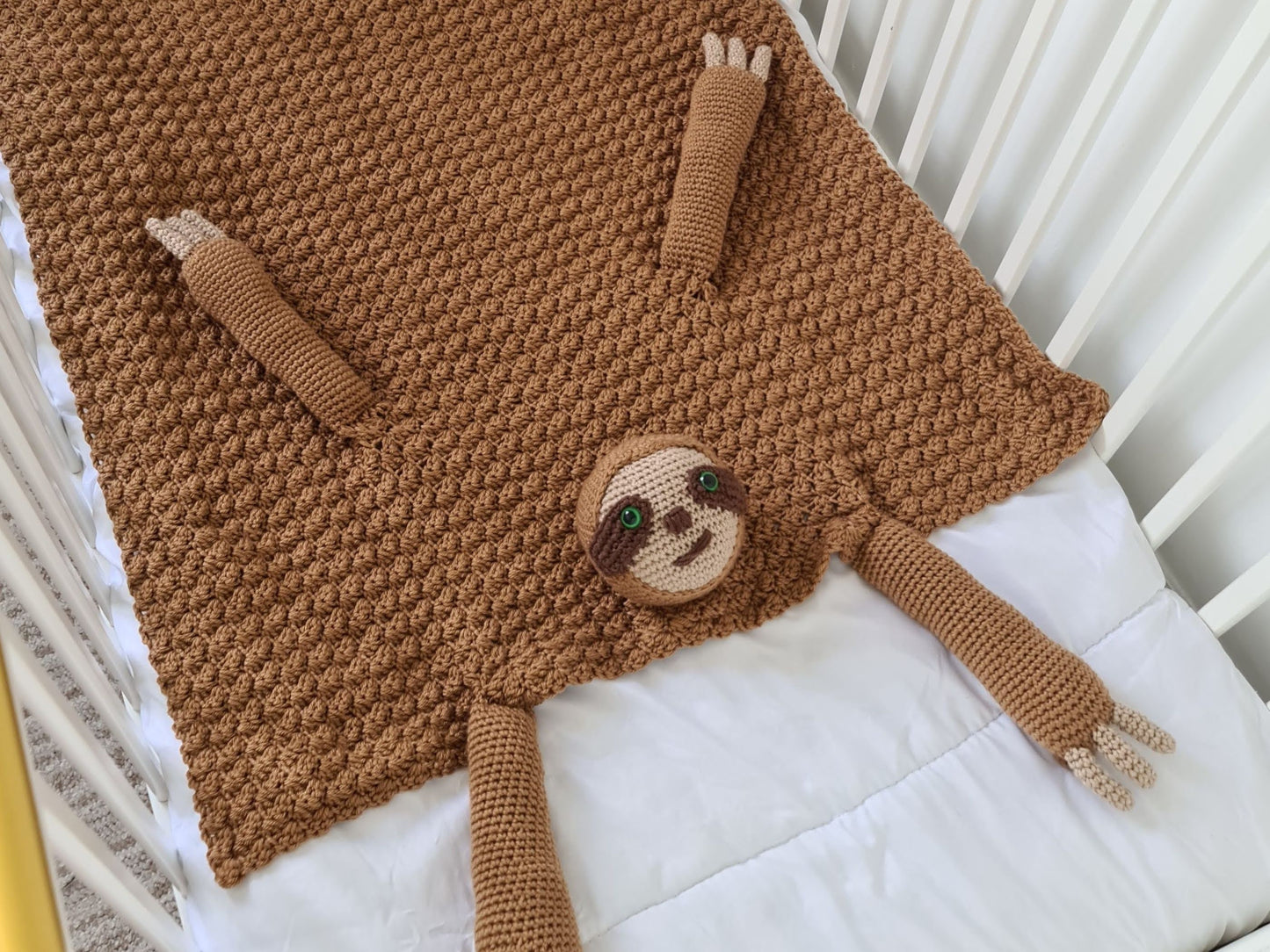 3in1 Jungle Sloth Folding Baby Blanket Crochet Pattern | Pram Toy Security Blanket Lovey Sloth Baby Shower Baby Gift Birthday Nursery Decor