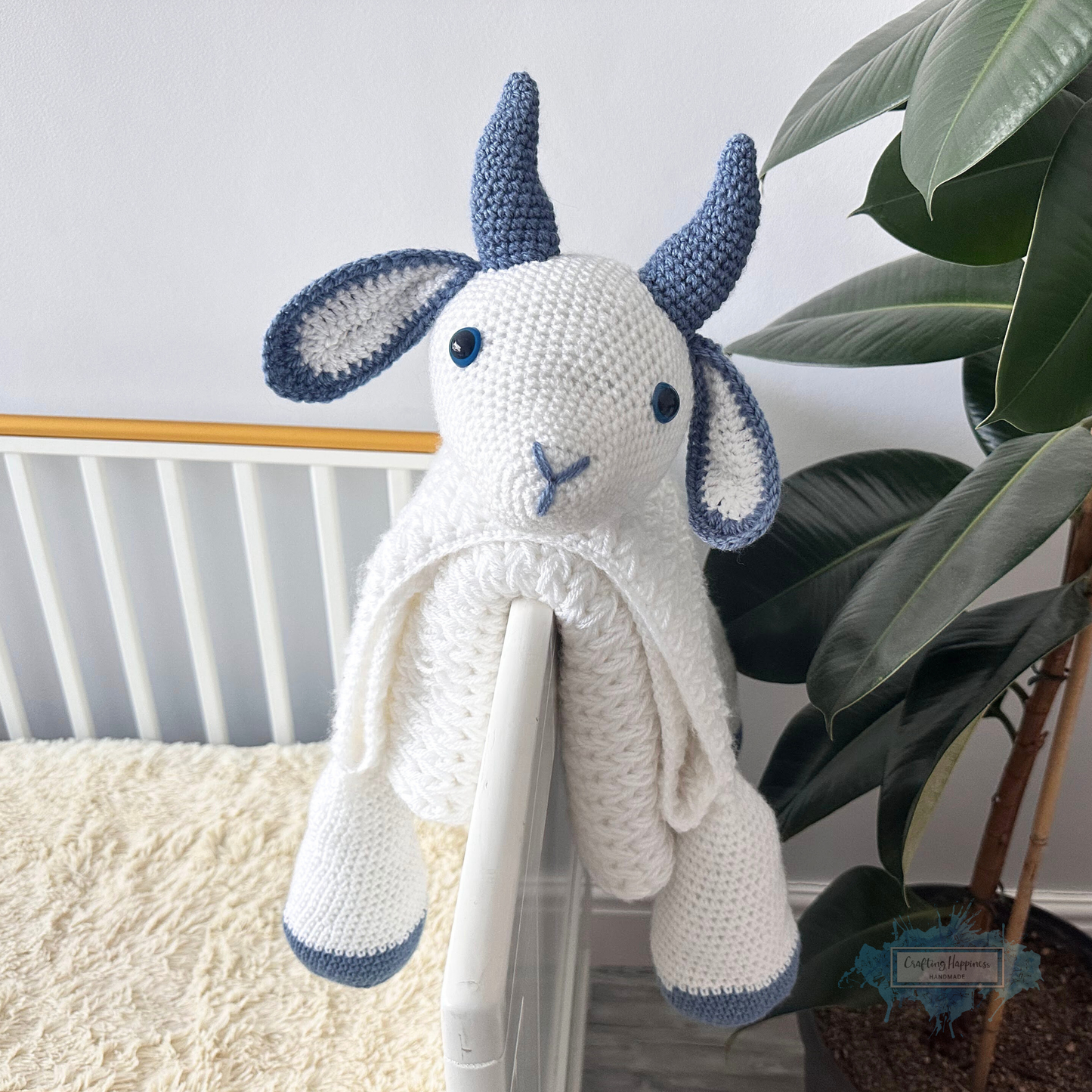 3in1 Farm Goat Folding Baby Blanket Crochet Pattern | Farm Animal Blanket Lovey Crochet Afghan Pram Toy Play Mat Baby Shower Gift Birthday
