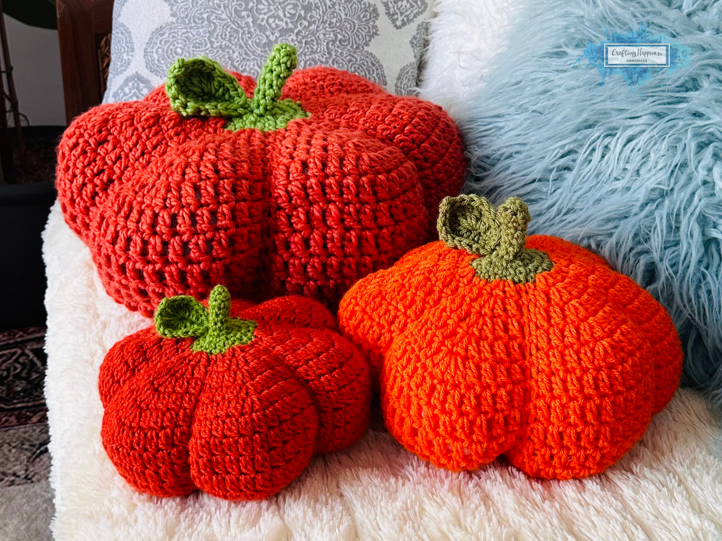No Sew Pumpkin Crochet Pattern In 4 Variations for 4 Sizes | Giant Pumpkin Decor, Pumpkin Cuddle Toy, Shelf Decor, Fall Ornament, Bag Charm