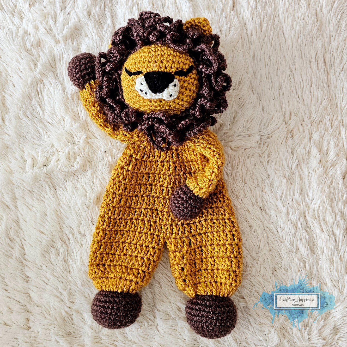 Crochet Lion Rag Doll Pattern - Kawaii Lion Cuddler - Sleepy & Open Eye Version - Soft Toy - Amigurumi Lion - Nursery Decor Baby Shower Gift