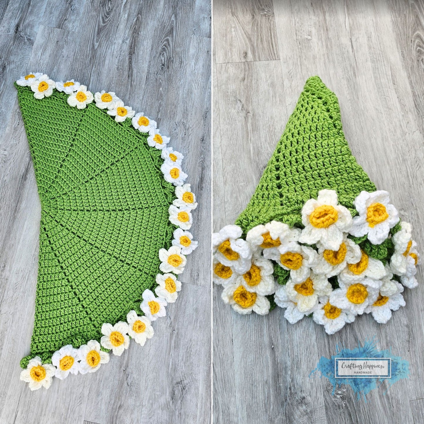 Bundle of 4 Flower Bouquet Blanket Crochet Patterns | Rose, Sunflower, Daffodil & Lily Afghan | Floral Baby Shower Mother's Day Gift Ideas