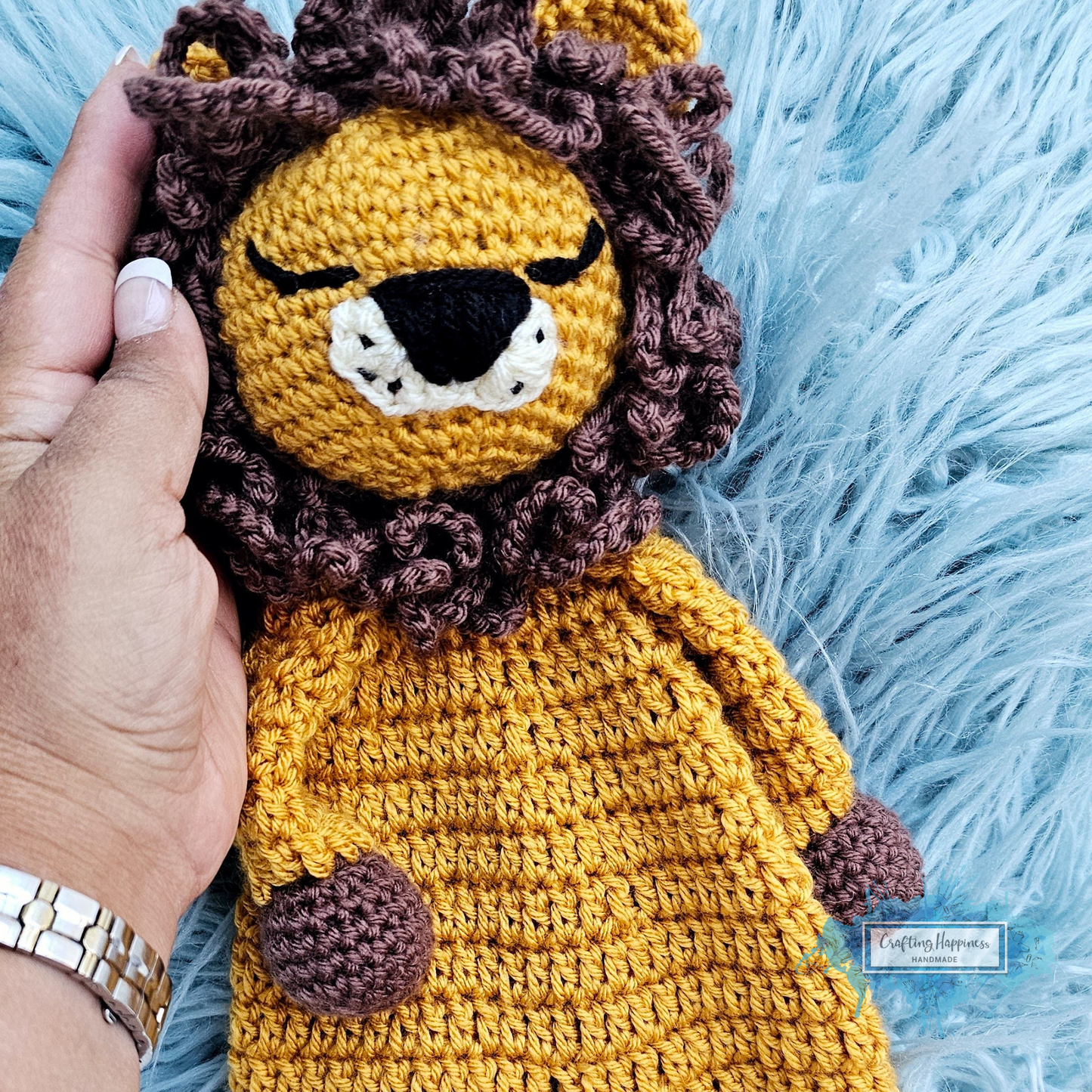 Crochet Lion Rag Doll Pattern - Kawaii Lion Cuddler - Sleepy & Open Eye Version - Soft Toy - Amigurumi Lion - Nursery Decor Baby Shower Gift
