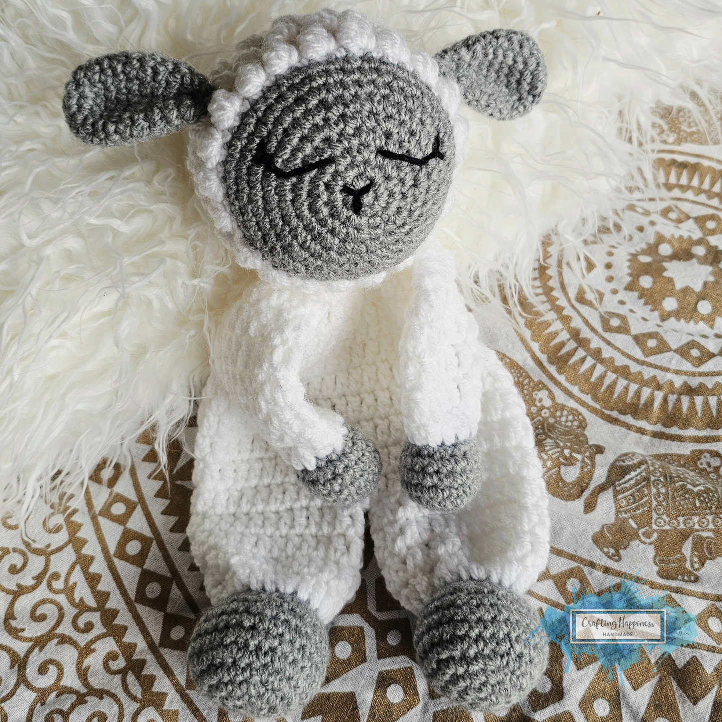 Lamb Ragdoll Baby Lovey Blanket Comforter Security Blanket Crochet Pattern | Baby Shower Gift - Farm Animals Sheep Lovey - Blankie For Baby