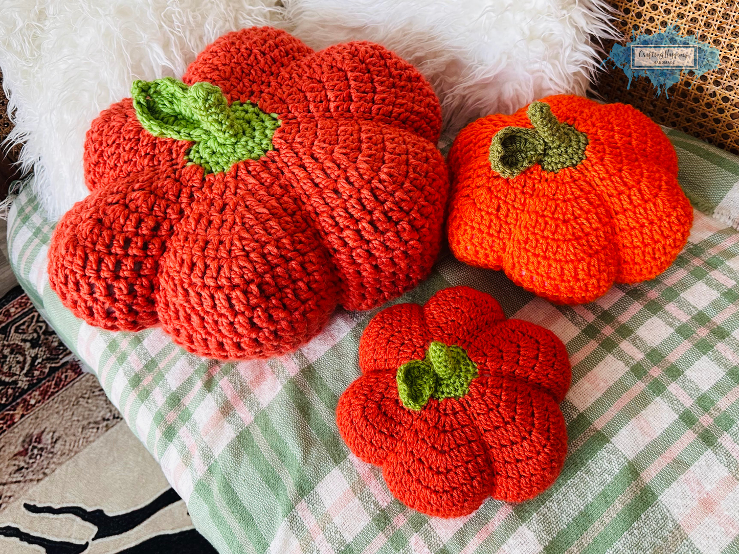 No Sew Pumpkin Crochet Pattern In 4 Variations for 4 Sizes | Giant Pumpkin Decor, Pumpkin Cuddle Toy, Shelf Decor, Fall Ornament, Bag Charm