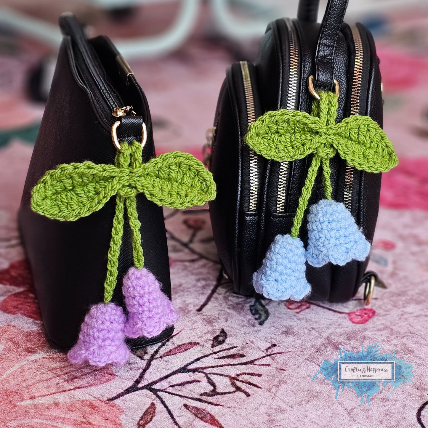 Lovely Flower Bloom Charms Car Hanging Crochet Patterns Bundle | For Her Bag Charm, Keychain, Bell Flower, Rose, Lily Of Valley, Calla Lily
