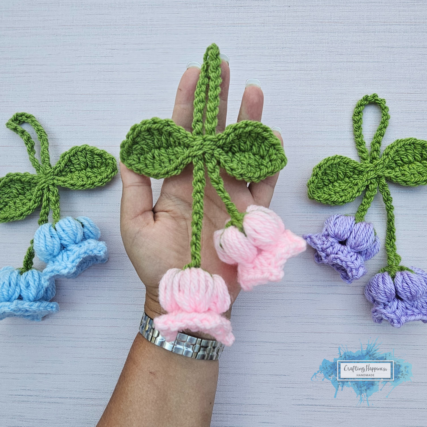 Lovely Flower Bloom Charms Car Hanging Crochet Patterns Bundle | For Her Bag Charm, Keychain, Bell Flower, Rose, Lily Of Valley, Calla Lily