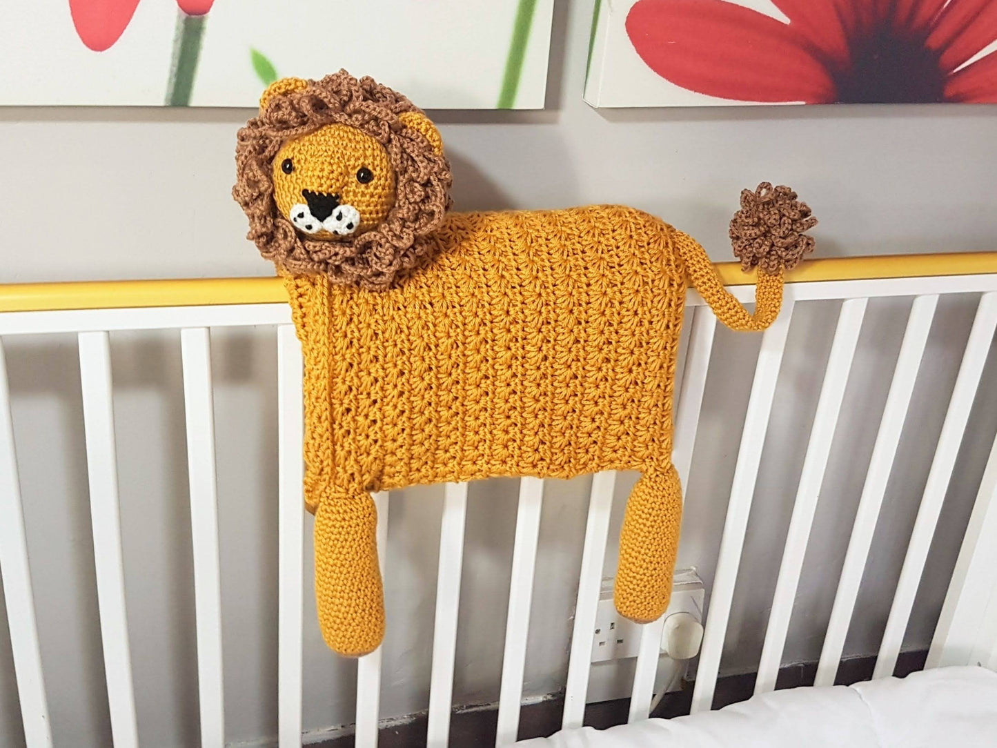 3in1 Safari Lion Folding Baby Blanket Crochet Pattern | Stroller Pram Toy Security Blanket Lovey | Baby Shower Gift For Boy Girl Present Toy