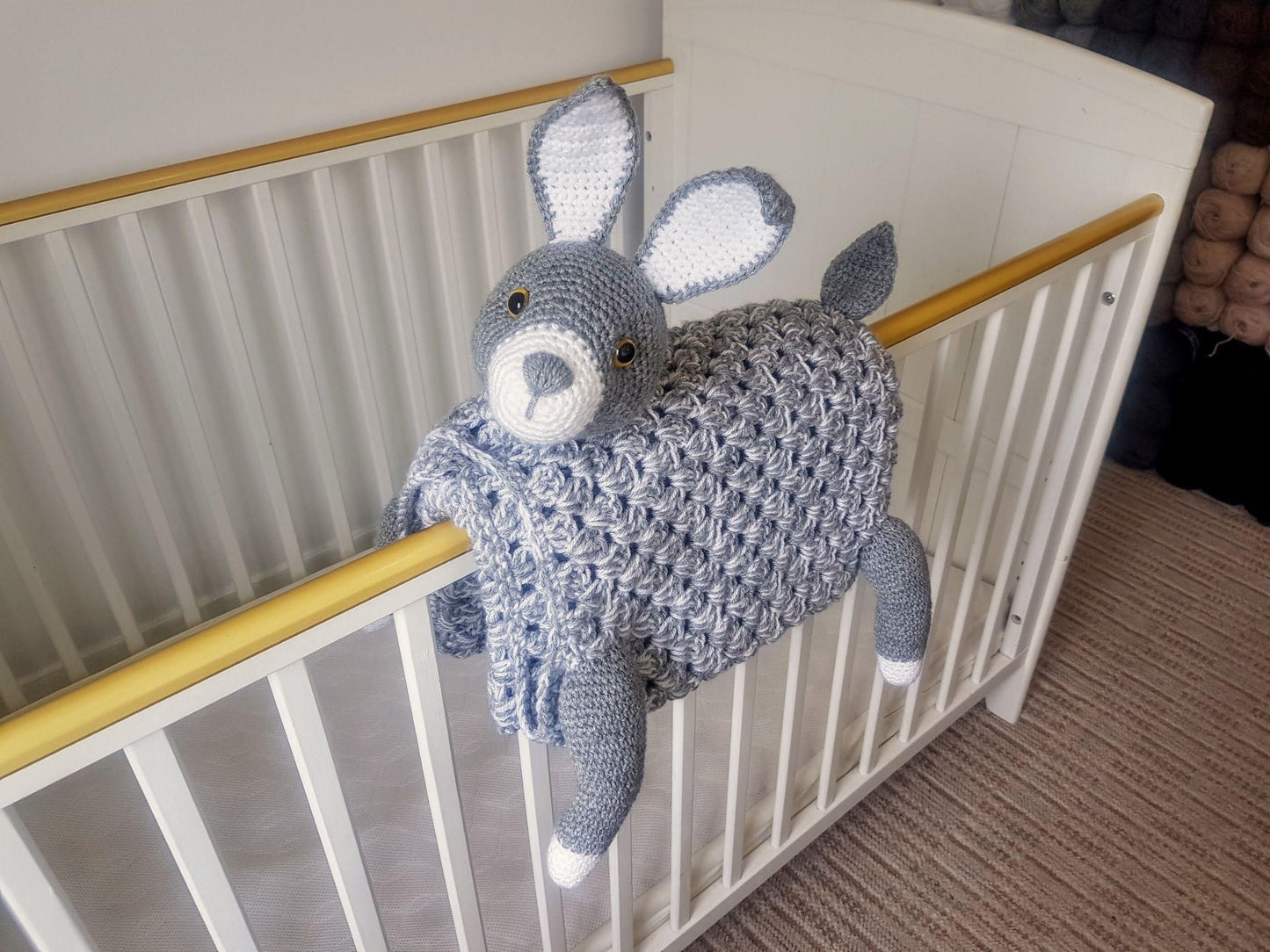 Bunny Baby Blanket & Lovey Baby Shower Set CROCHET PATTERN Multipurpose Blanket Toy Play Mat Baby Security Blanket Stroller Cot Blanket Gift