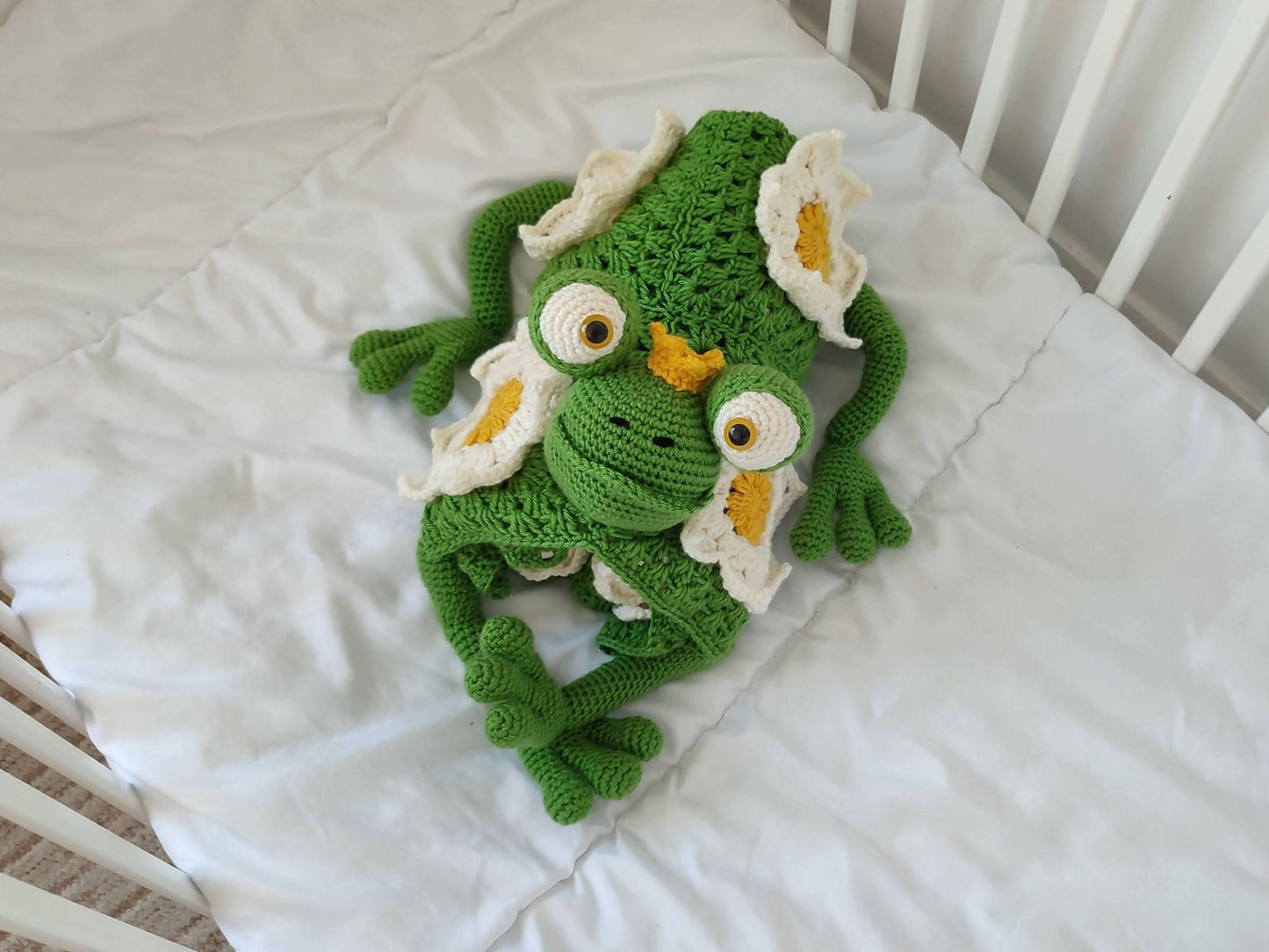3in1 Jungle Frog Folding Baby Blanket Crochet Pattern | Pram Toy Blanket Lovey Frog Baby Shower Baby Gift Birthday Nursery Waterlily Afghan