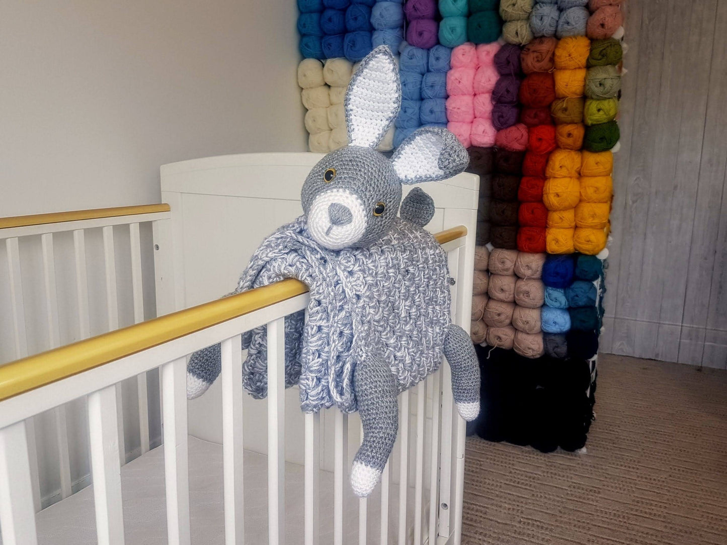 3in1 Woodland Bunny Baby Blanket Crochet Pattern | Bunny Rabbit Blanket Pram Toy Security Blanket Lovey Baby Shower Gift Boy Amigurumi Bunny