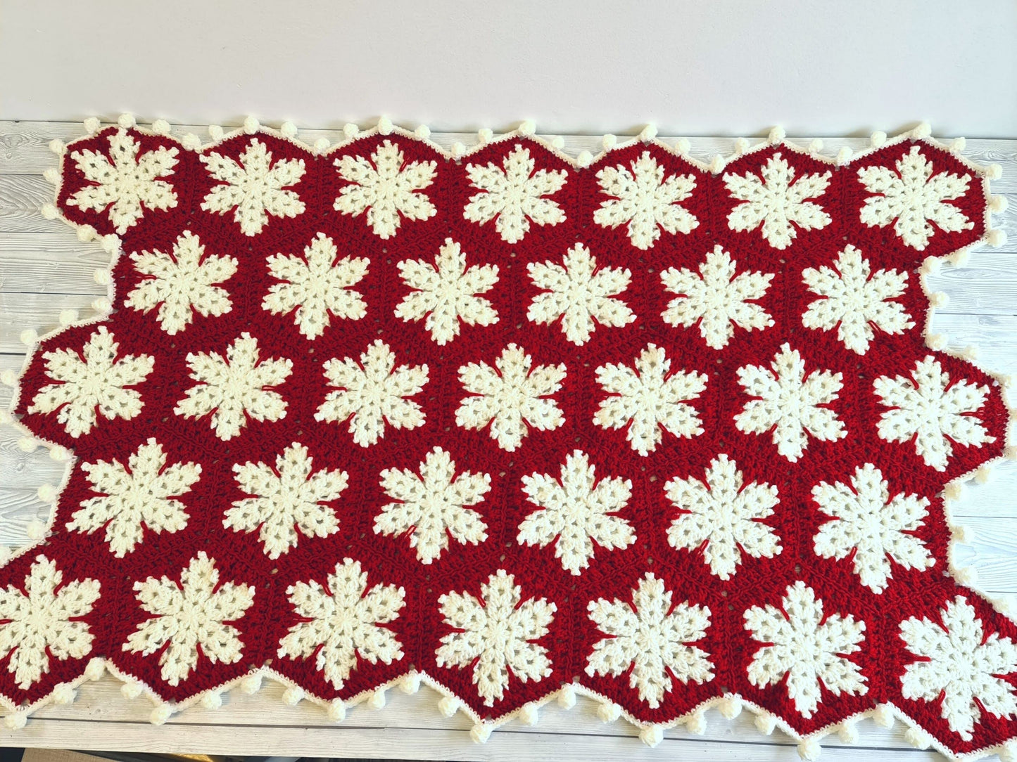 Christmas Snowflake Baby Blanket Lapghan Crochet Pattern | Hexagon Blanket Baby Shower Gift Easy Snowflake Blanket Star Xmas Afghan Birthday
