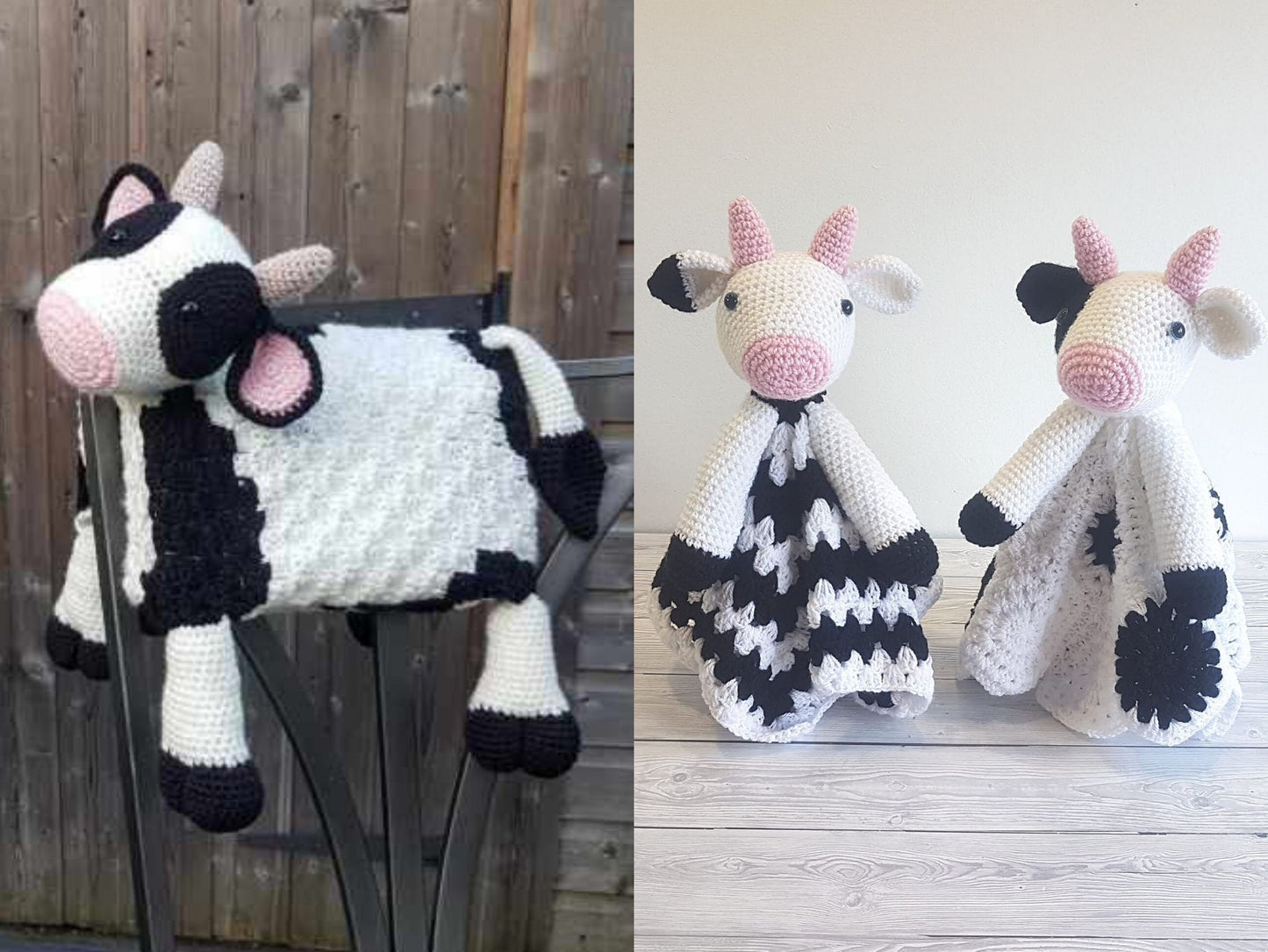 Cow Baby Blanket & Lovey Baby Shower Set CROCHET PATTERN Multipurpose Blanket Toy Play Mat Baby Security Blanket Stroller Cot Blanket Gift