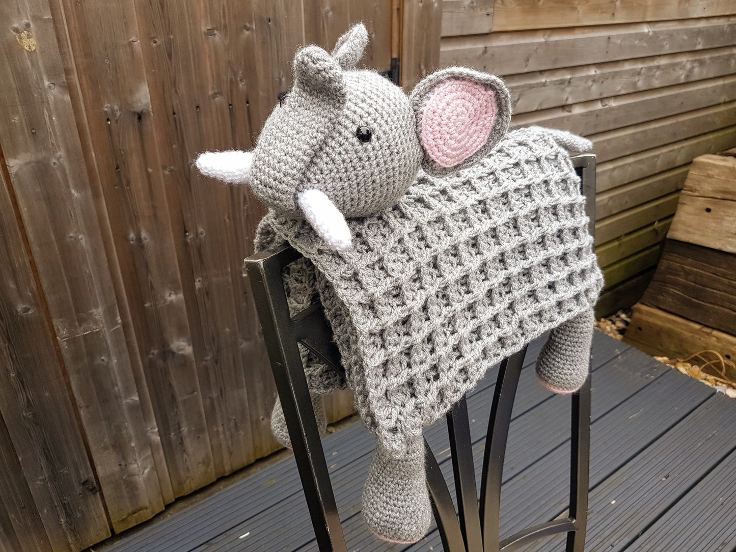 Elephant Baby Blanket & Lovey Baby Shower Set Crochet Patterns Multipurpose Baby Blanket Toy Play Mat Cot Blanket Baby Security Blanket Gift