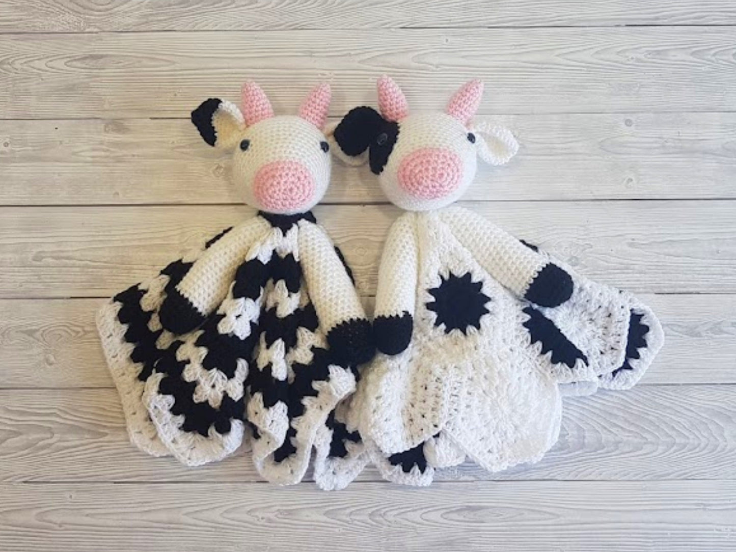 Cow Lovey Blanket Crochet Patterns | Security Blanket Baby Shower Gift | Farm Animals Baby Lovey Cuddle Play Toy Amigurumi Cow Crochet Baby