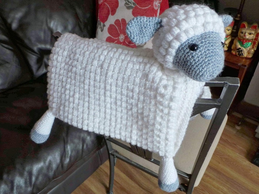 3in1 Cuddly Farm Sheep Folding Baby Blanket Crochet Pattern | Pram Toy Security Blanket Lovey | Lamb Baby Shower Gift For Boy & Girl Present