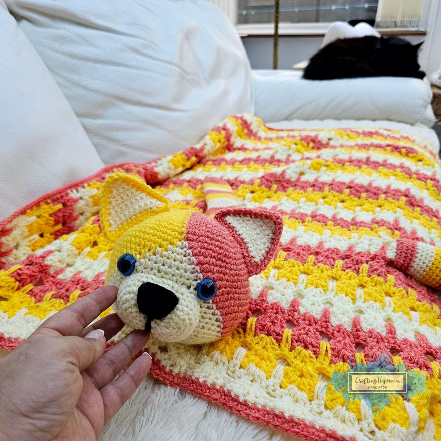 3in1 Calico Cat Folding Baby Blanket Crochet Pattern | Amigurumi Cat Unisex Baby Blanket | Stroller Blanket Cat Toy Throw | Baby Shower Gift