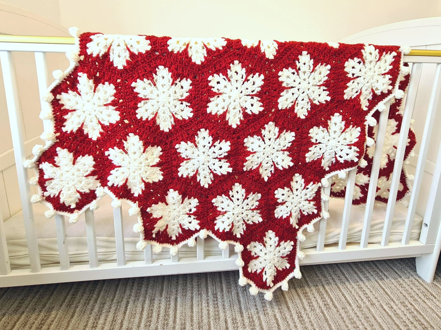 Christmas Snowflake Baby Blanket Lapghan Crochet Pattern | Hexagon Blanket Baby Shower Gift Easy Snowflake Blanket Star Xmas Afghan Birthday