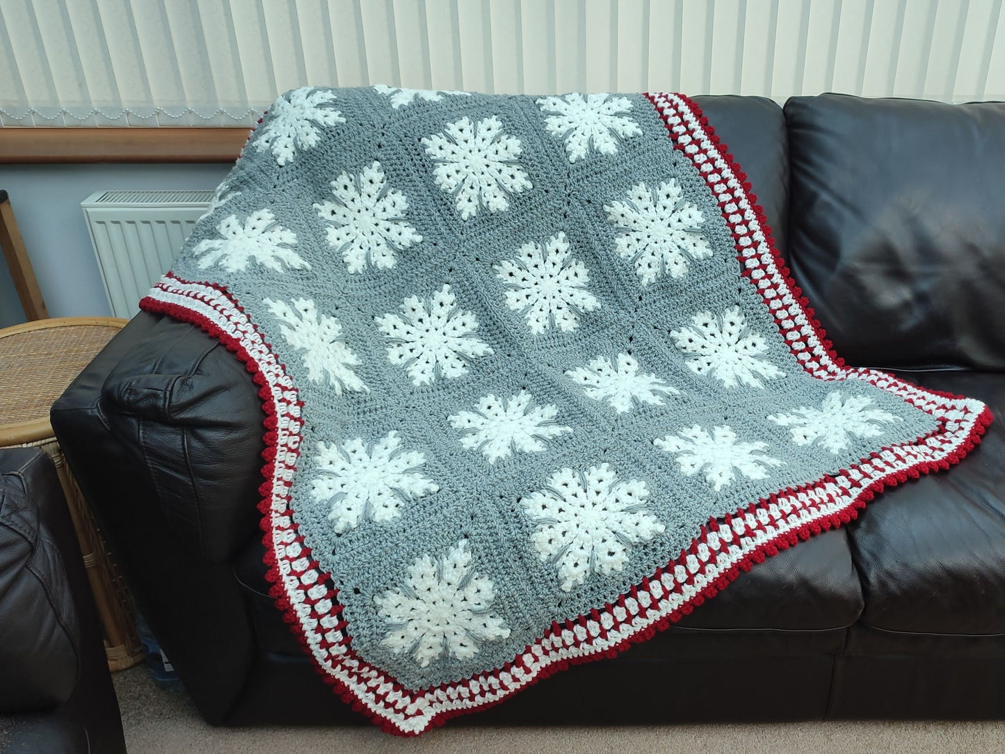 Winter Snowflake Afghan Blanket Lapghan Crochet Pattern | Snowflake Blanket Baby Shower Gift Granny Square Blanket Baby Gift Birthday Gift