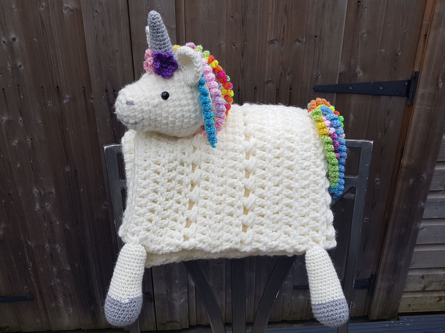 3 in 1 Rainbow Unicorn Baby Blanket Toy Lovey Security Blanket Crochet Pattern Folding Blanket