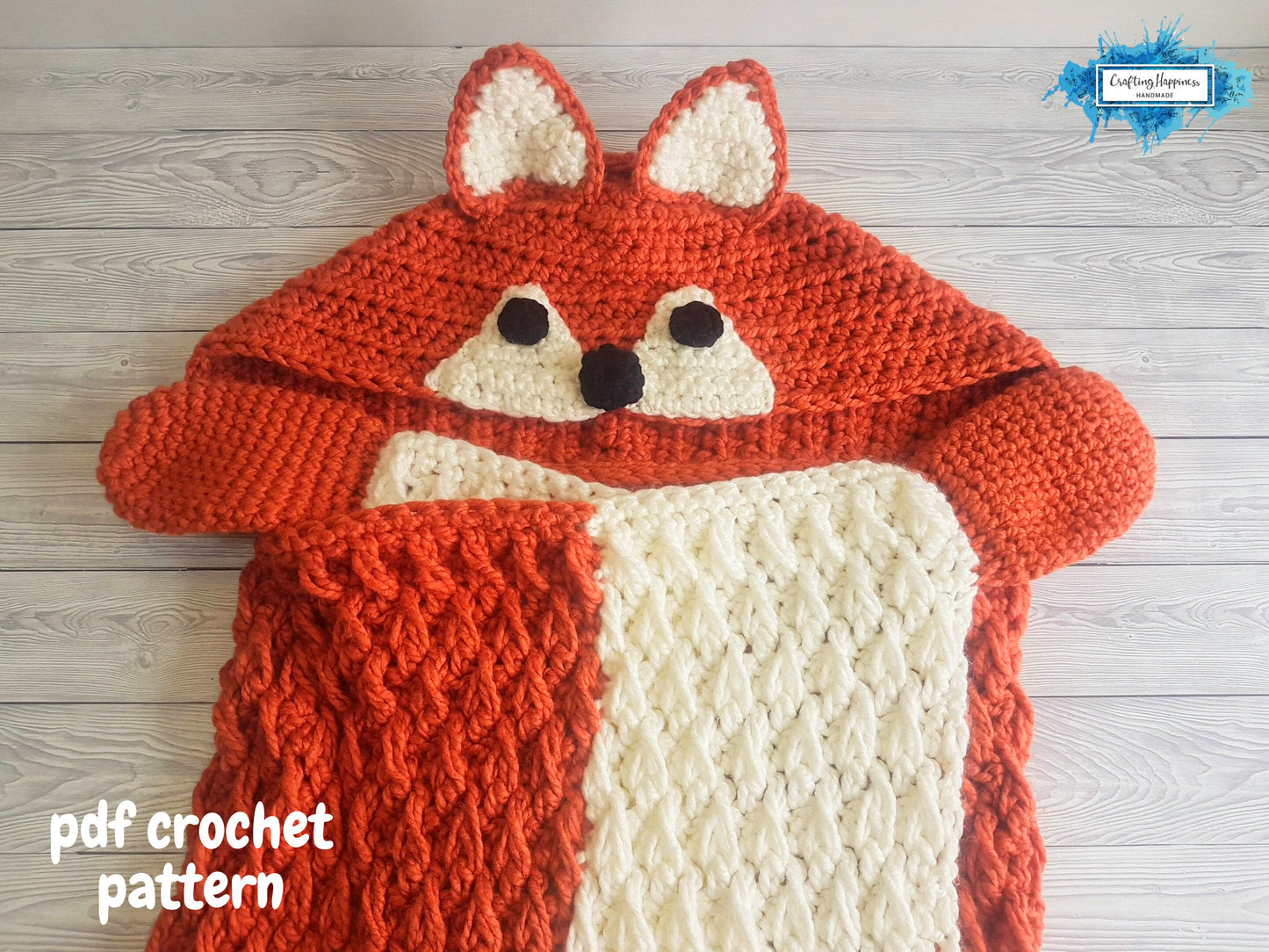 Woodland Fox Hooded Blanket For Adults & Kids Crochet Pattern | Animal Blanket With Hood | Wearable Blanket | Fox Blanket Child | Present