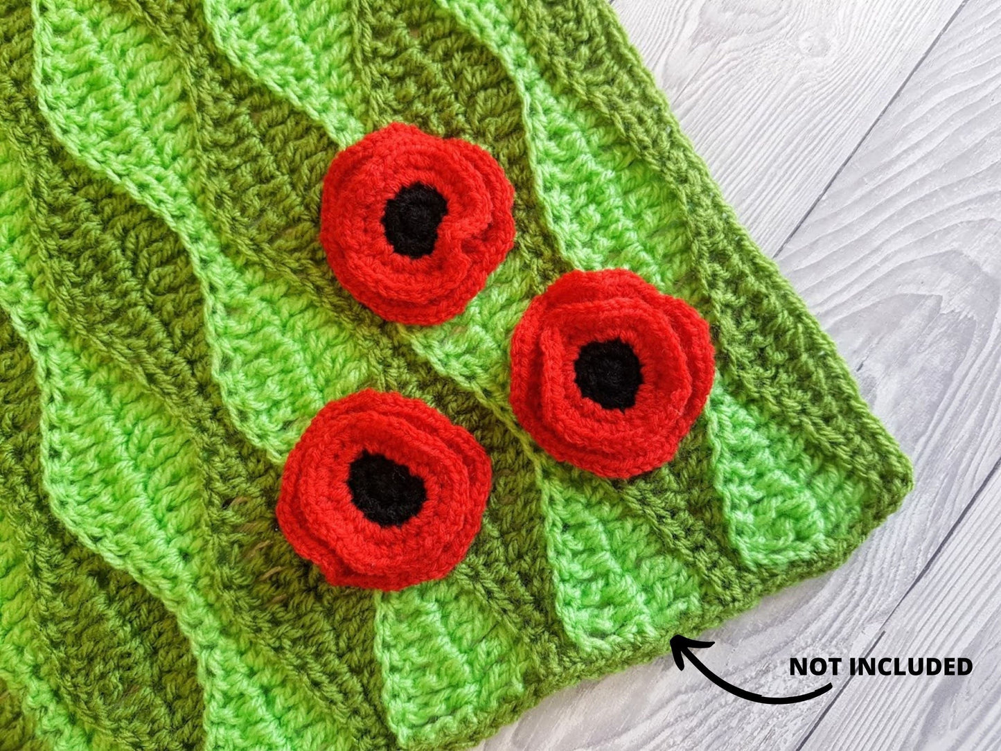 Bundle of 3 Poppy Flower Crochet Patterns | Poppy Brooch, Poppy Pin, Poppy Hair Tie - Easy Flower Applique For Blanket Hat Clothes Jewelry