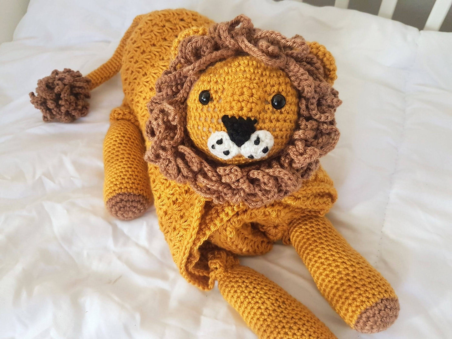 3in1 Safari Lion Folding Baby Blanket Crochet Pattern | Stroller Pram Toy Security Blanket Lovey | Baby Shower Gift For Boy Girl Present Toy