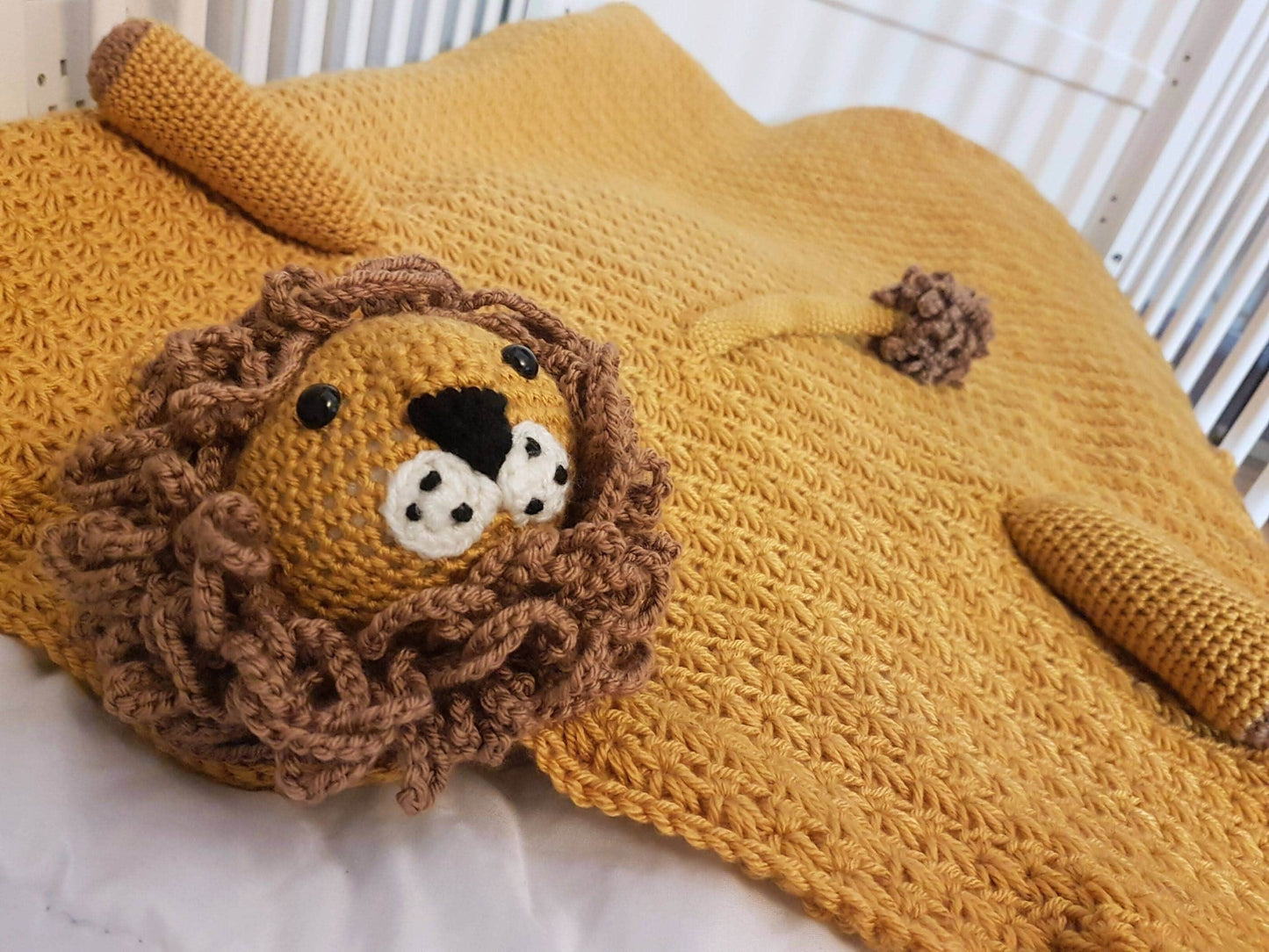 3in1 Safari Lion Folding Baby Blanket Crochet Pattern | Stroller Pram Toy Security Blanket Lovey | Baby Shower Gift For Boy Girl Present Toy