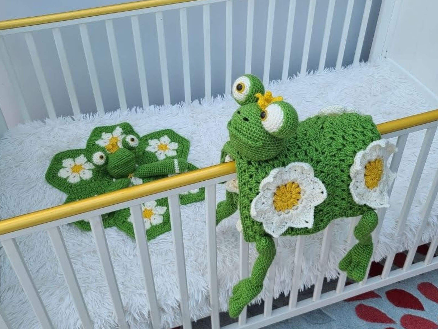 Frog Baby Blanket & Lovey Baby Shower Set CROCHET PATTERN | Prince Frog Cot Blanket + Amigurumi Sloth Comforter Pattern Crochet Baby Gift