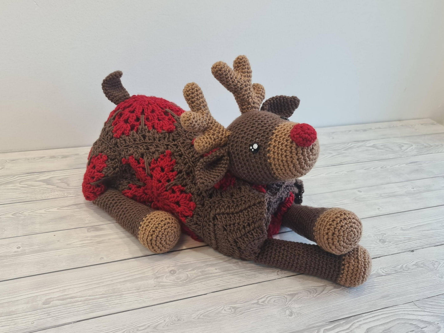 3in1 Festive Reindeer Folding Baby Blanket Crochet Pattern | Stroller Pram Toy Security Blanket Lovey Baby Shower Gift For Boy Girl Play mat