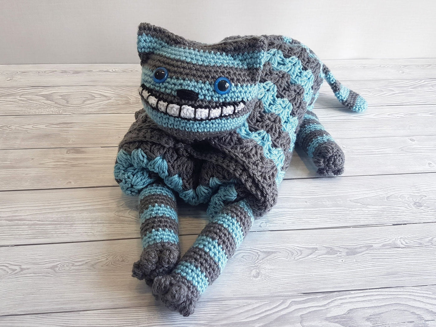3in1 Cheshire Cat Folding Baby Blanket Crochet Pattern Stroller Pram Toy Security Blanket Lovey Baby Shower Gift Alice Wonderland Halloween