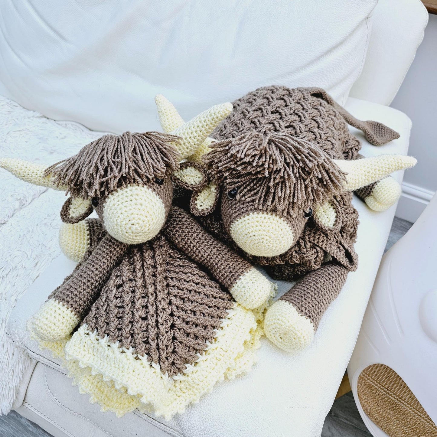 Highland Cow Baby Blanket & Lovey Baby Shower Set Crochet Patterns | Scottish Cow Blanket Toy PlayMat Cow Baby Stroller Blanket Baby Gifts