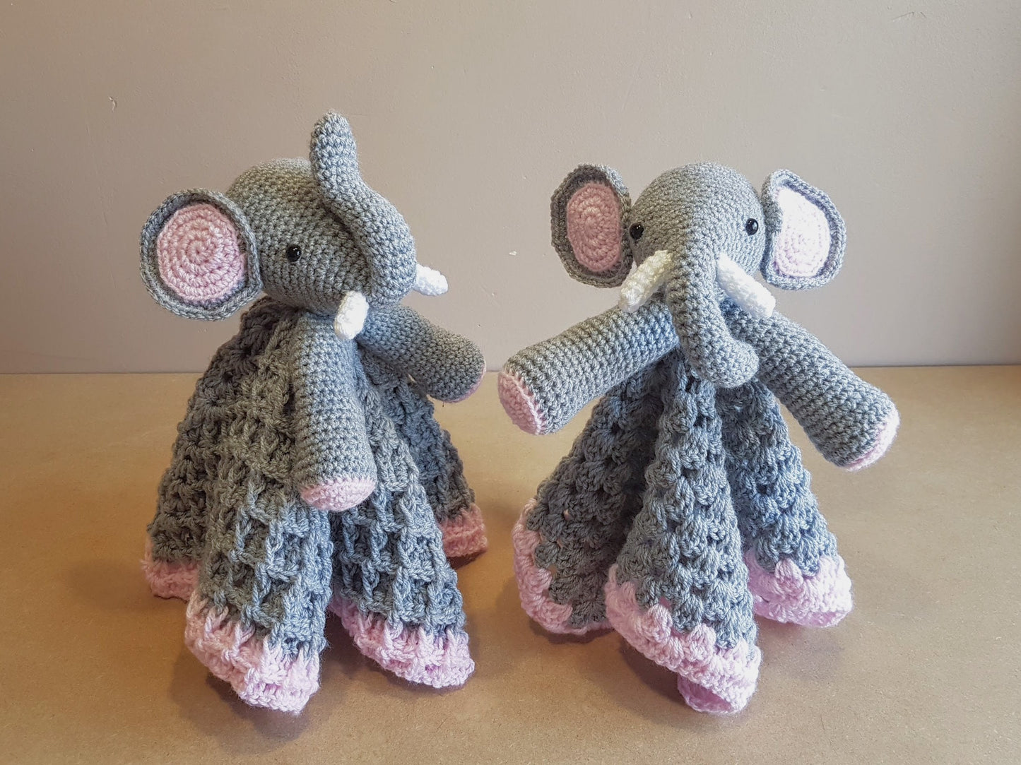 Ella The Elephant Baby Lovey Security Blanket Crochet Pattern ~ Up or Down Trunk ~ Two Style Blankie ~ Baby Shower Birthday Gift Unisex