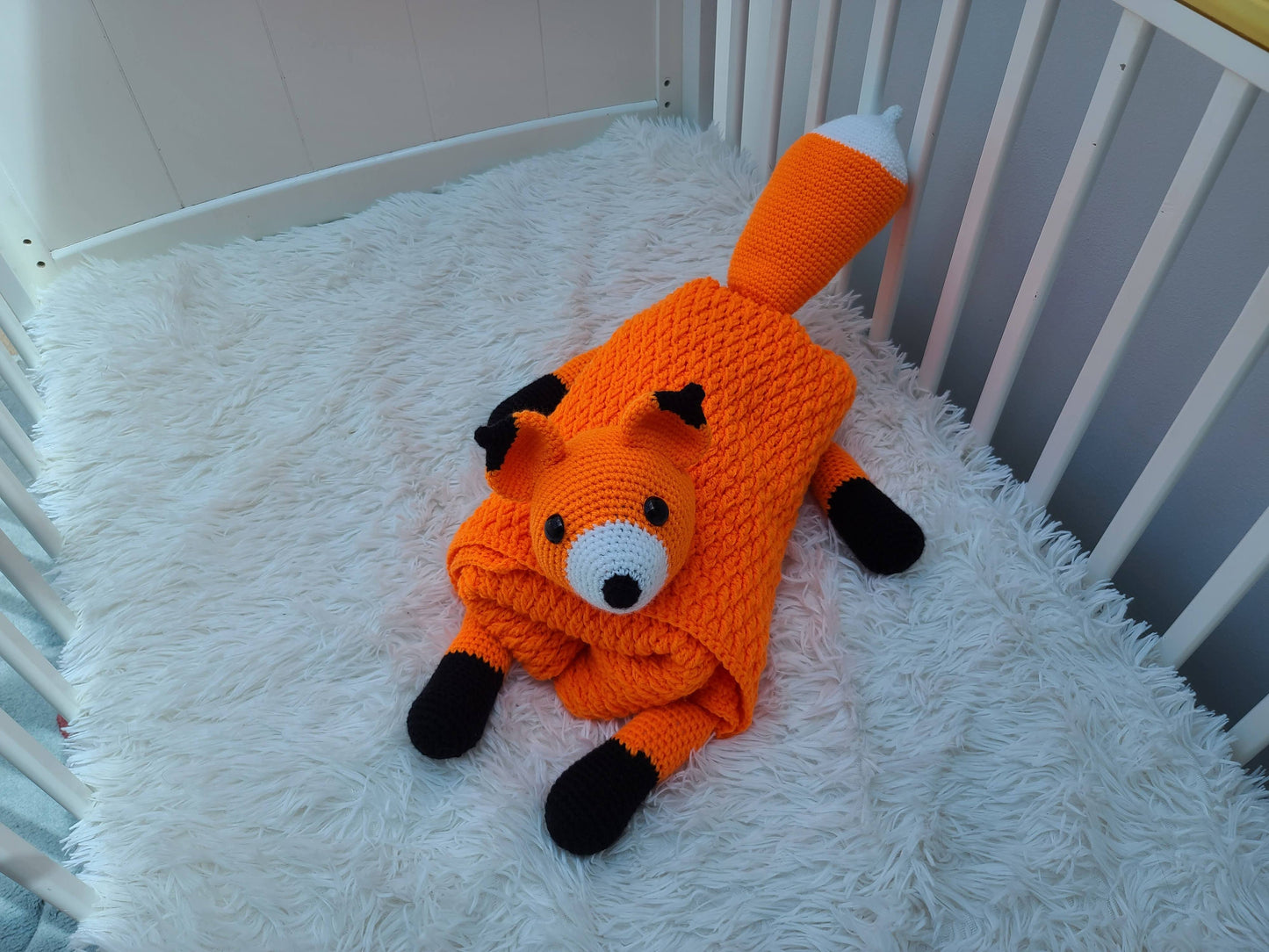 3 in 1 Woodland Fox Baby Blanket Toy Lovey Crochet Pattern Pram Blanket Baby Gift Woodland Animal Collection Folding Blanket