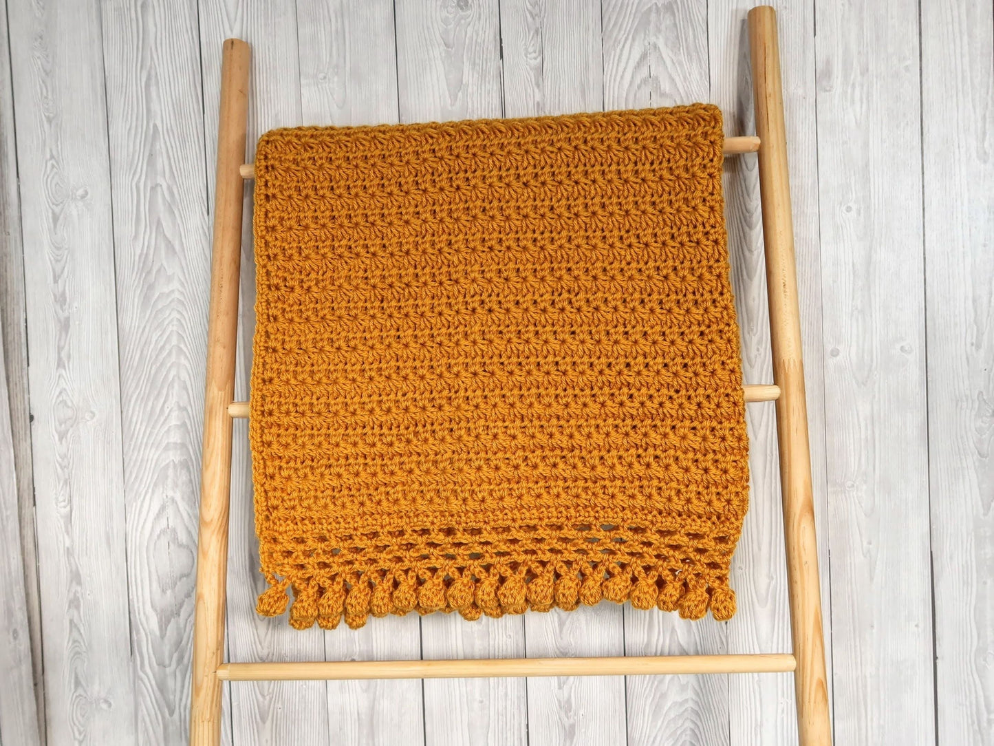 Stars & Pom Poms Baby Blanket Afghan Crochet Pattern | Gold Blanket Baby Shower Gift Pompom Blanket Baby Gift Christmas Birthday Gift Boy